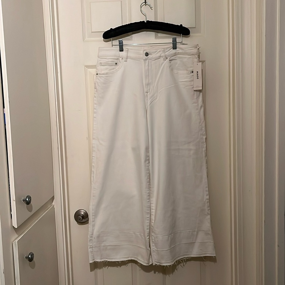 NWT H&M Culotte High Waist White Jean
